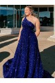 Velvet Sequin A-Line Sweep Train Sleeveless Prom Dress / Evening Dress Glasgow