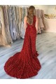Velvet Sequin Sheath Court Train Sleeveless Prom Dress Glasgow