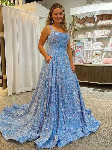 Velvet Sequin Court Train Sleeveless Prom Dress / Evening Dress Glasgow