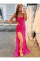 Velvet Sequin Sheath Sweep Train Sleeveless Spaghetti Straps Evening Dresses Glasgow