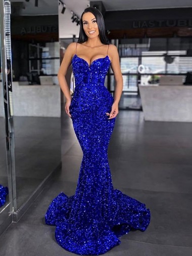 Velvet Sequin Mermaid Sleeveless Prom Dress / Evening Dress Glasgow