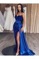 Velvet Sequin Sheath Sweep Train Long Sleeveless Sweetheart Prom Dress / Evening Dress Glasgow