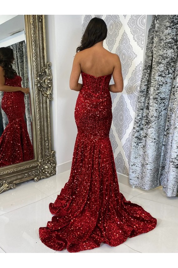 Velvet Sequin Sheath Court Train Sleeveless Prom Dress / Evening Dress Glasgow