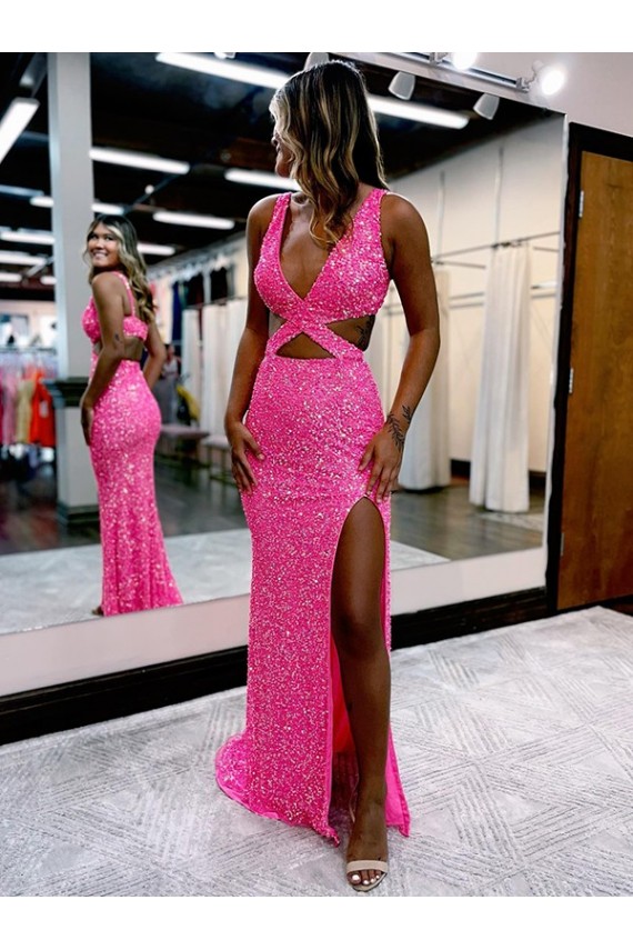 Velvet Sequin Sheath Long Sweep Train Sleeveless Velvet Sequin Evening Dress Glasgow
