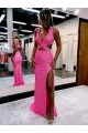Velvet Sequin Sheath Long Sweep Train Sleeveless Velvet Sequin Evening Dress Glasgow