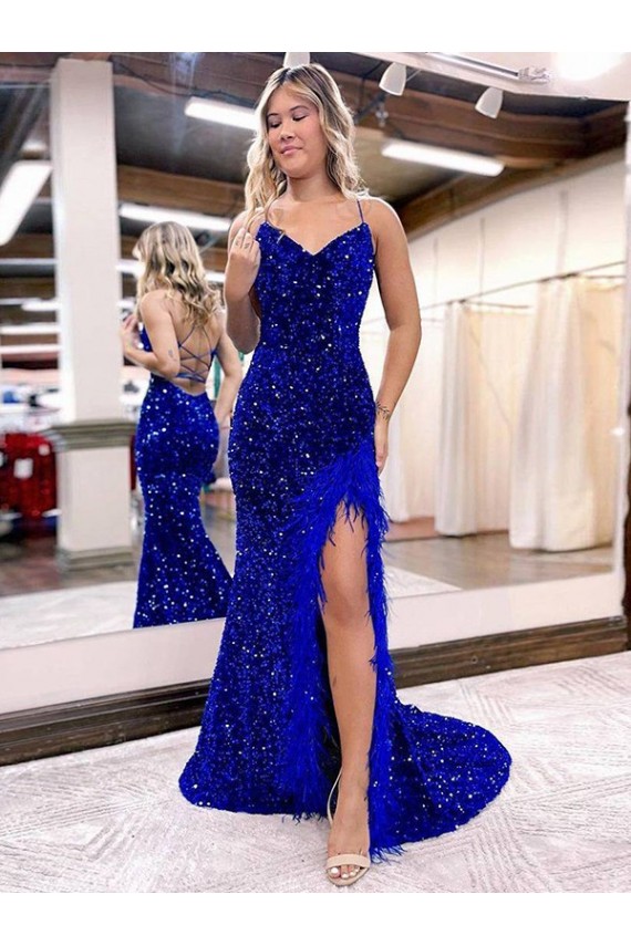 Velvet Sequin Sheath Sweep Train Sleeveless V-Neck Long Evening Dress Glasgow