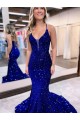 Velvet Sequin Mermaid Court Train Sleeveless Prom Dress Glasgow