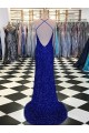 Velvet Sequin Long Sweep Train Sleeveless V-Neck Prom Dress / Evening Dress Glasgow