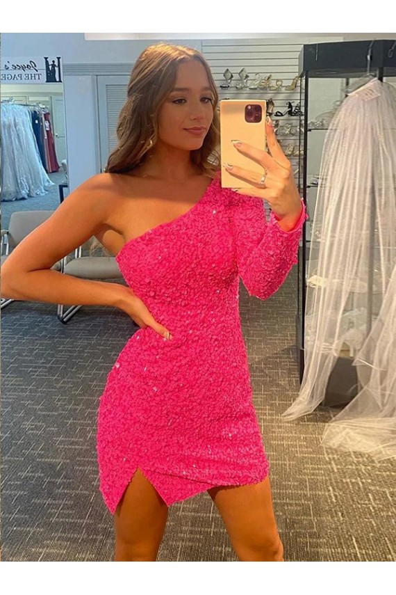 Velvet Sequin Sheath Short Long Sleeves Prom Dress / Evening Dress Glasgow