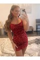 Velvet Sequin Sheath Short Sleeveless Spaghetti Straps Prom Dress / Evening Dress Glasgow