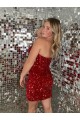 Velvet Sequin Short Sleeveless Sweetheart Prom Dress Glasgow