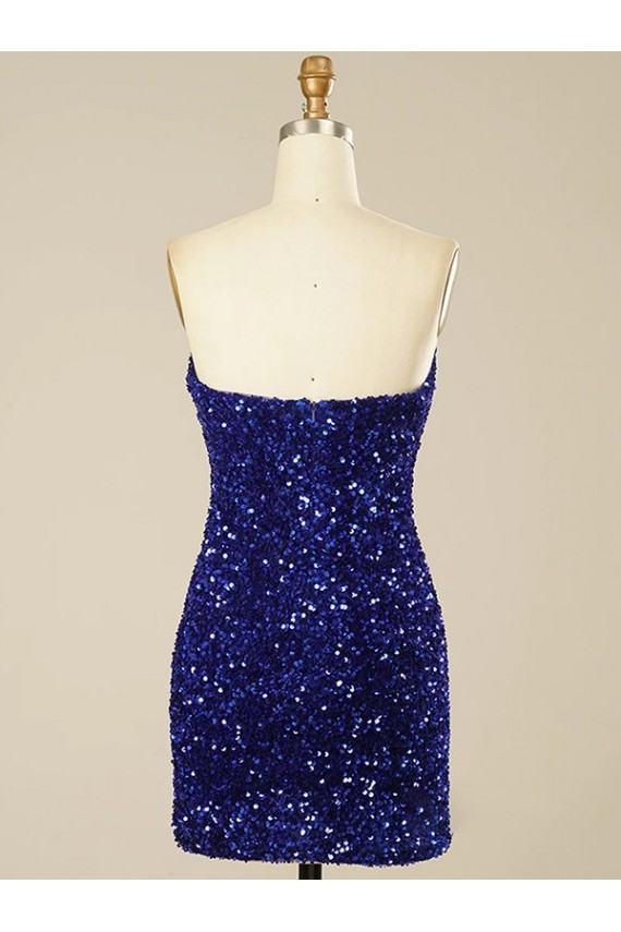 Velvet Sequin Sheath Short Sleeveless Sweetheart Prom Dress Glasgow