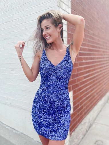 Velvet Sequin Sheath Short Sleeveless Velvet Sequin Evening Dress Glasgow