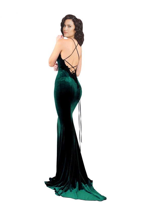 Stretch Velvet Mermaid Sweep Train Sleeveless Low Back Formal Evening Gown / Prom Dress / Bridesmaid Dress Glasgow