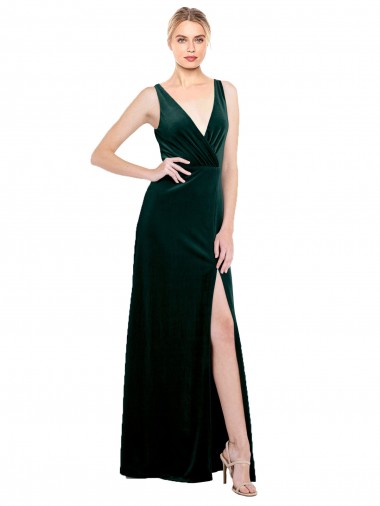 Stretch Velvet A-Line Long Sleeveless V-Back Black Tie Evening Gown / Prom Dress / Bridesmaid Dress Glasgow