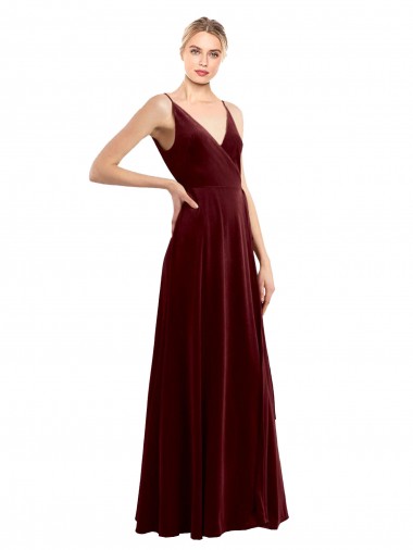 Stretch Velvet A-Line Long Sleeveless V-Back Bridesmaid Dress / Evening Dress Glasgow