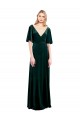 Stretch Velvet A-Line Long Flutter Sleeves V-Back Prom Dress / Bridesmaid Dress Glasgow