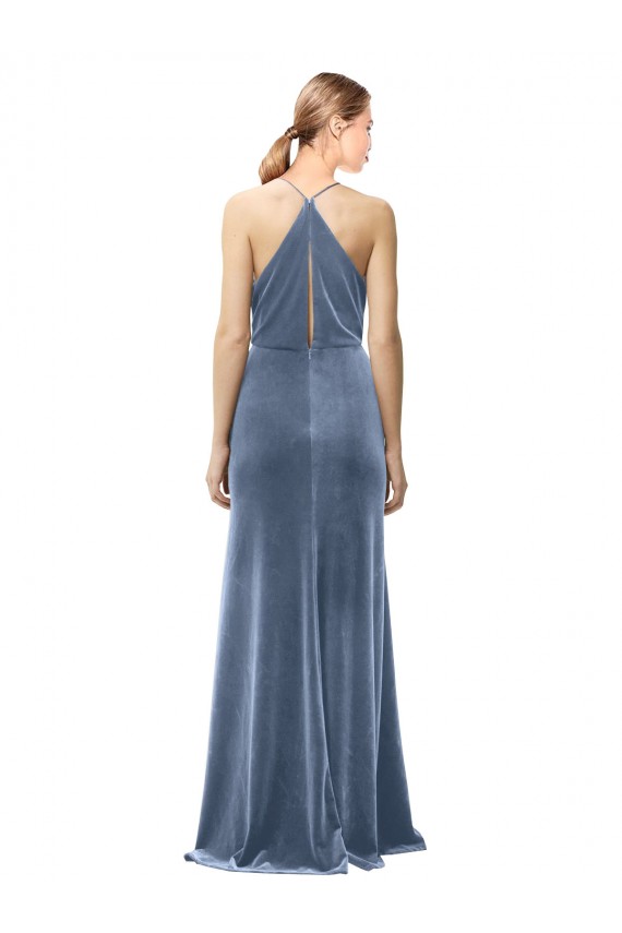Stretch Velvet A-Line Long Sleeveless Keyhole Back Prom Dress / Bridesmaid Dress Glasgow