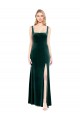 Stretch Velvet A-Line Long Sleeveless Side Slit Prom Dresses Glasgow
