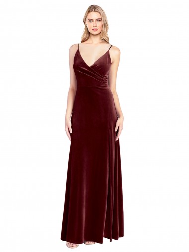 Stretch Velvet A-Line Long Sleeveless V-Back Black Tie Prom Dress / Bridesmaid Dress Glasgow
