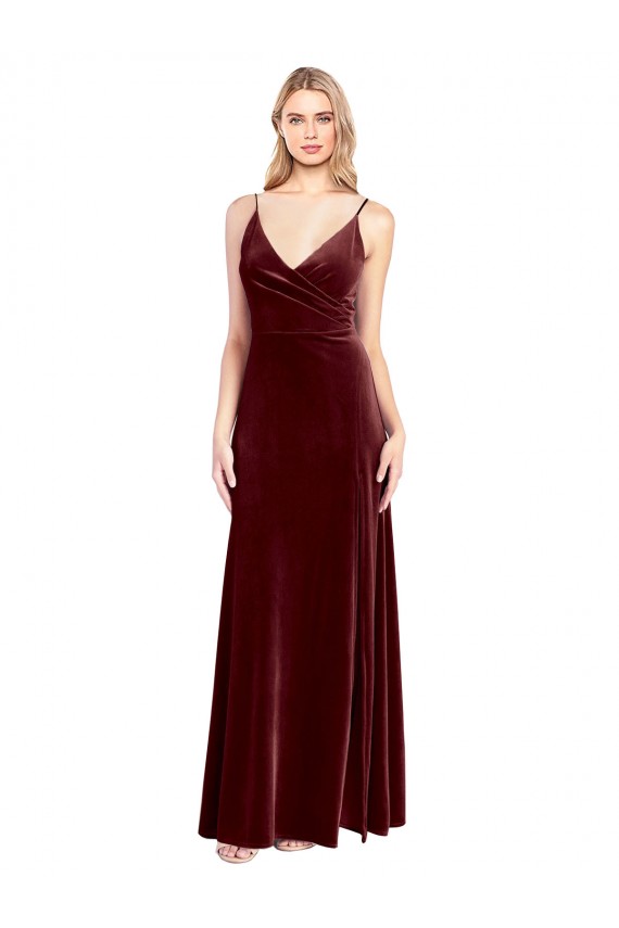 Stretch Velvet A-Line Long Sleeveless V-Back Black Tie Prom Dress / Bridesmaid Dress Glasgow