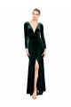 Stretch Velvet A-Line Long Long Sleeves Open Back Black Tie Prom Dress / Bridesmaid Dress Glasgow