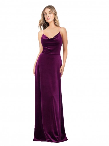 Stretch Velvet A-Line Long Sleeveless Criss Cross Back Formal Evening Gown / Prom Dress / Bridesmaid Dress Glasgow