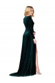 Stretch Velvet A-Line Sweep Train Long Sleeves Black Tie Evening Gown / Prom Dress / Bridesmaid Dress Glasgow