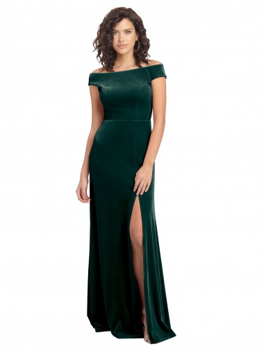 Stretch Velvet A-Line Long Cap Sleeves Formal Evening Gown / Prom Dress / Bridesmaid Dress Glasgow