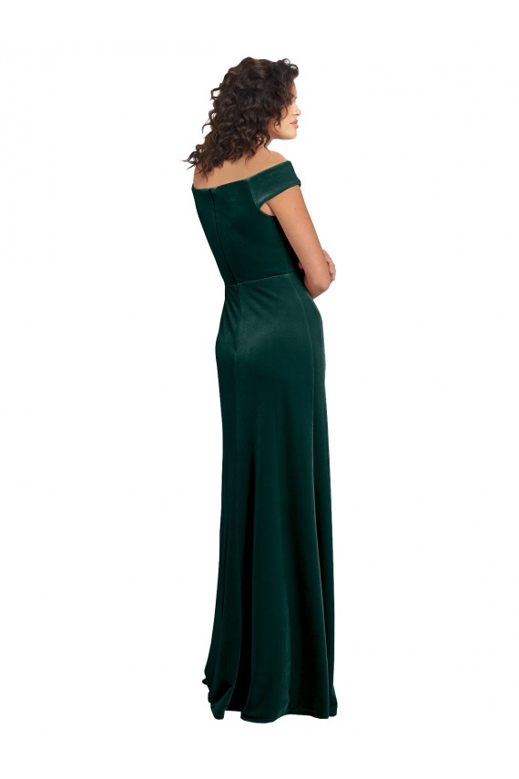 Stretch Velvet A-Line Long Cap Sleeves Formal Evening Gown / Prom Dress / Bridesmaid Dress Glasgow