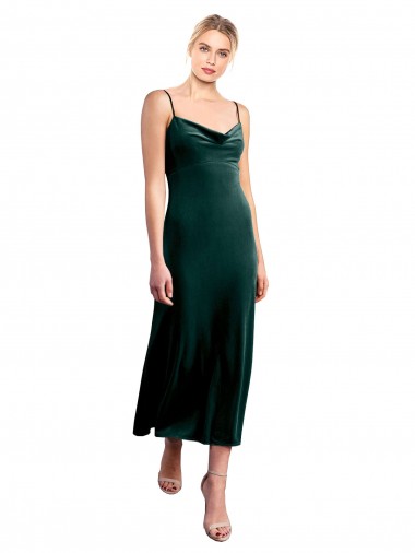 Stretch Velvet A-Line Midi Length Sleeveless Low Back Prom Dress / Bridesmaid Dress Glasgow
