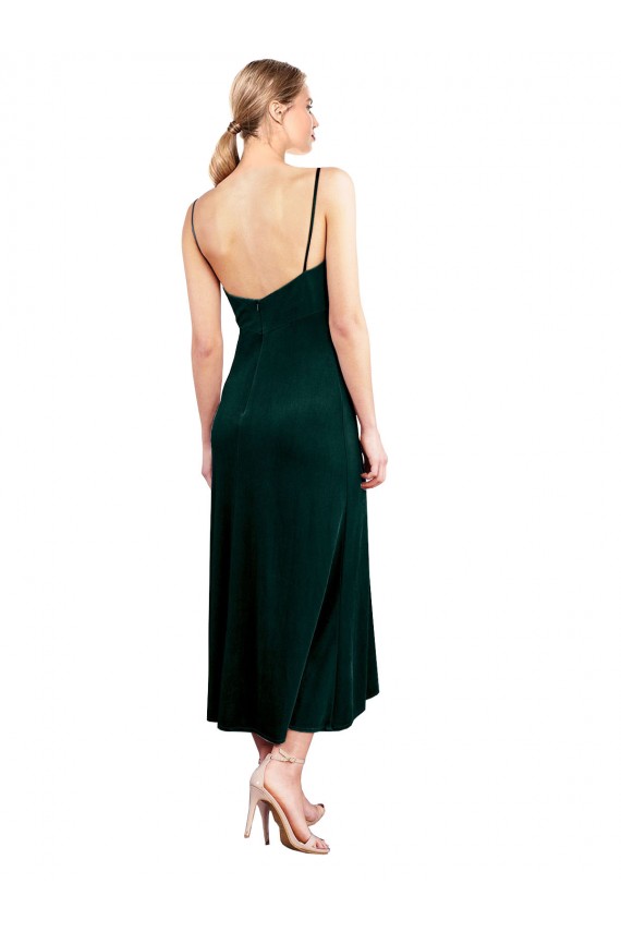 Stretch Velvet A-Line Midi Length Sleeveless Low Back Prom Dress / Bridesmaid Dress Glasgow