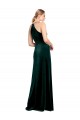 Stretch Velvet A-Line Long Sleeveless Keyhole Back Side Slit Prom Dresses Glasgow
