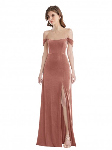 Stretch Velvet A-Line Long Sleeveless Cinnamon Rose Prom Dresses Glasgow