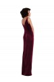 Stretch Velvet Sheath Long Sleeveless Burgundy Prom Dresses Glasgow