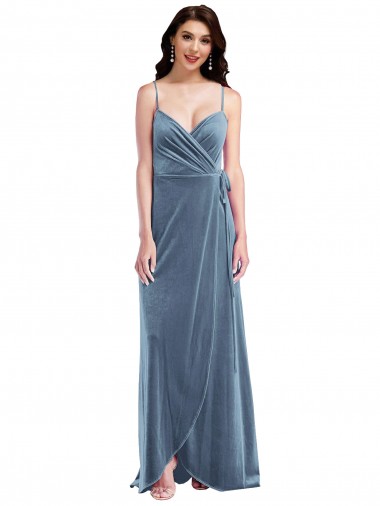 Stretch Velvet A-Line Long Sleeveless Low Back Semi Formal Evening Dress / Prom Dress / Bridesmaid Dress Glasgow