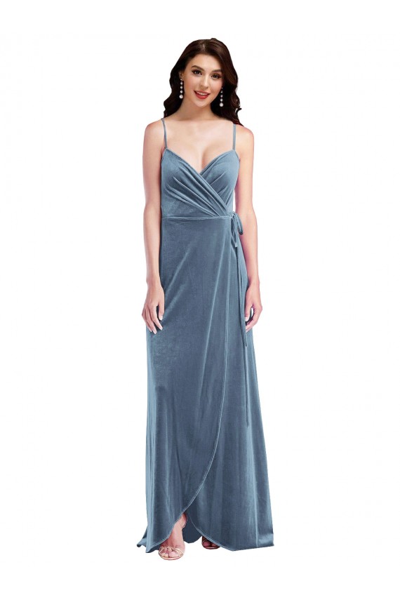 Stretch Velvet A-Line Long Sleeveless Low Back Semi Formal Evening Dress / Prom Dress / Bridesmaid Dress Glasgow