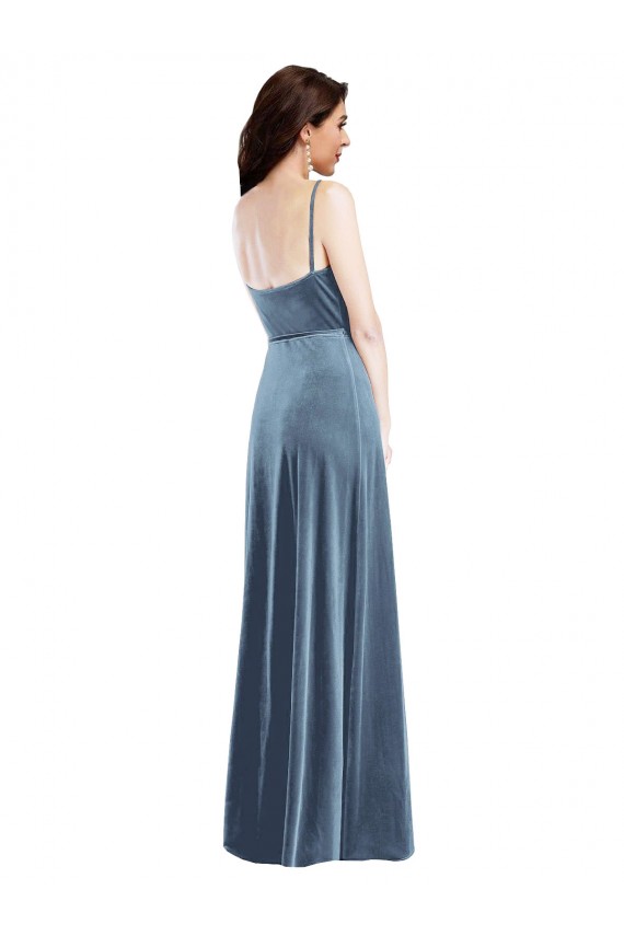 Stretch Velvet A-Line Long Sleeveless Low Back Semi Formal Evening Dress / Prom Dress / Bridesmaid Dress Glasgow