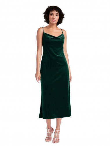 Stretch Velvet Sheath Midi Length Sleeveless Criss Cross Open Back Black Tie Evening Gown / Prom Dress / Bridesmaid Dress Glasgow
