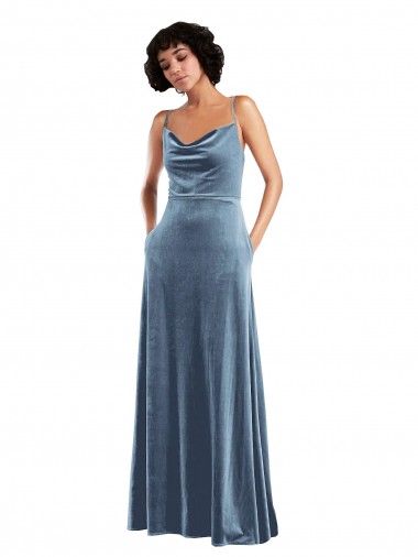 Stretch Velvet Sheath Long Sleeveless Criss Cross Open Back Semi Formal Evening Dress / Prom Dress / Bridesmaid Dress Glasgow