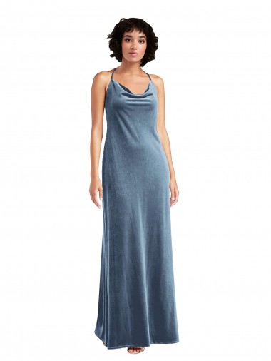 Stretch Velvet Sheath Long Sleeveless V-Back Bridesmaid Dress / Evening Dress Glasgow