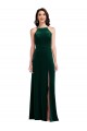 Stretch Velvet A-Line Long Sleeveless Front Slit Prom Dresses Glasgow
