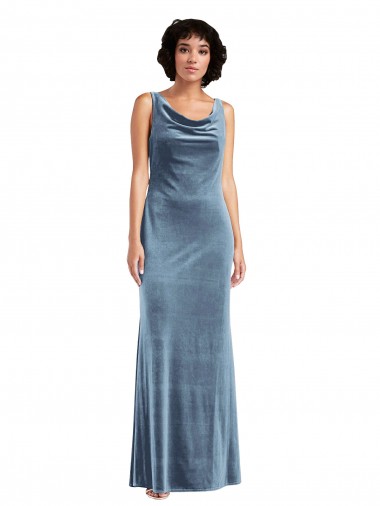 Stretch Velvet Sheath Long Sleeveless V-Back Evening Dress / Bridesmaid Dress Glasgow
