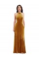 Stretch Velvet Trumpet Long Sleeveless Keyhole Back Semi Formal Evening Dress / Prom Dress / Bridesmaid Dress Glasgow