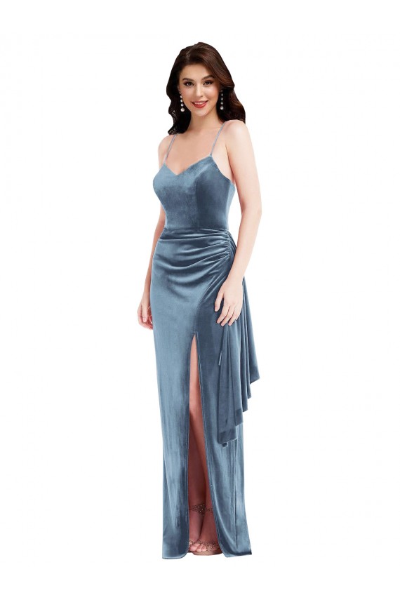 Stretch Velvet Trumpet Long Sleeveless Low Back Formal Evening Gown / Prom Dress / Bridesmaid Dress Glasgow