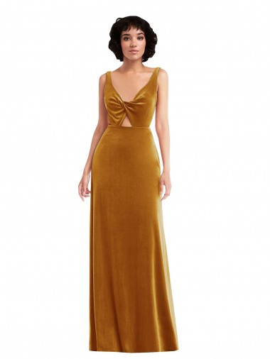 Stretch Velvet Trumpet Long Sleeveless V-Back Semi Formal Evening Dress / Prom Dress / Bridesmaid Dress Glasgow