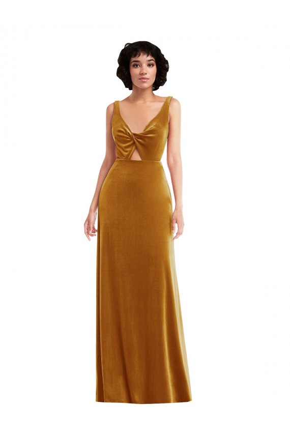 Stretch Velvet Trumpet Long Sleeveless V-Back Semi Formal Evening Dress / Prom Dress / Bridesmaid Dress Glasgow