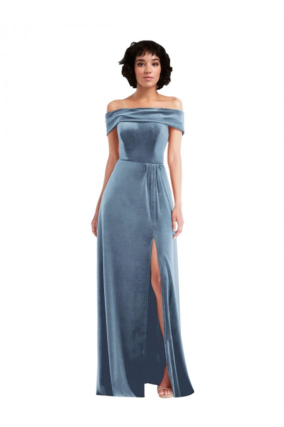 Stretch Velvet A-Line Long Sleeveless Semi Formal Evening Dress / Prom Dress / Bridesmaid Dress Glasgow