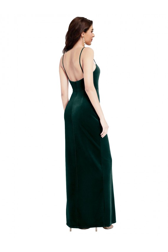 Stretch Velvet Sheath Long Sleeveless Low Back Prom Dress / Bridesmaid Dress Glasgow
