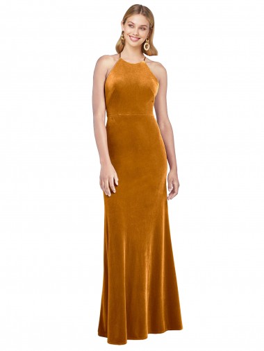 Stretch Velvet A-Line Long Sleeveless Criss Cross Open Back Formal Evening Gown / Prom Dress / Bridesmaid Dress Glasgow